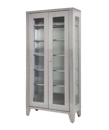 UMF MEDICAL CABINETS Cabinet Display, Stainless Steel, Five (5) Adjustable Stainless Steel Shelves, Two (2) Glass Hinged Doors, 36"W x 77"H x 16"D (DROP SHIP ONLY) UMF Medical SS7840