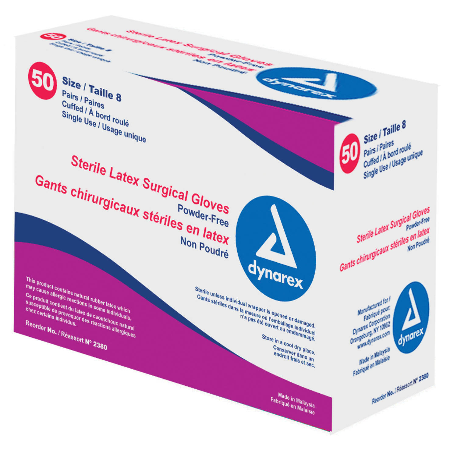DYNAREX LATEX POWDER FREE SURGEONS' GLOVES Surgeons Glove, Sterile, Powder Free (PF), Size 6.0,  Latex, Pairs, 50 pr/bx, 4 bx/cs (Products cannot be sold on Amazon.com or any other 3rd party site) Dynarex Corporation 2360