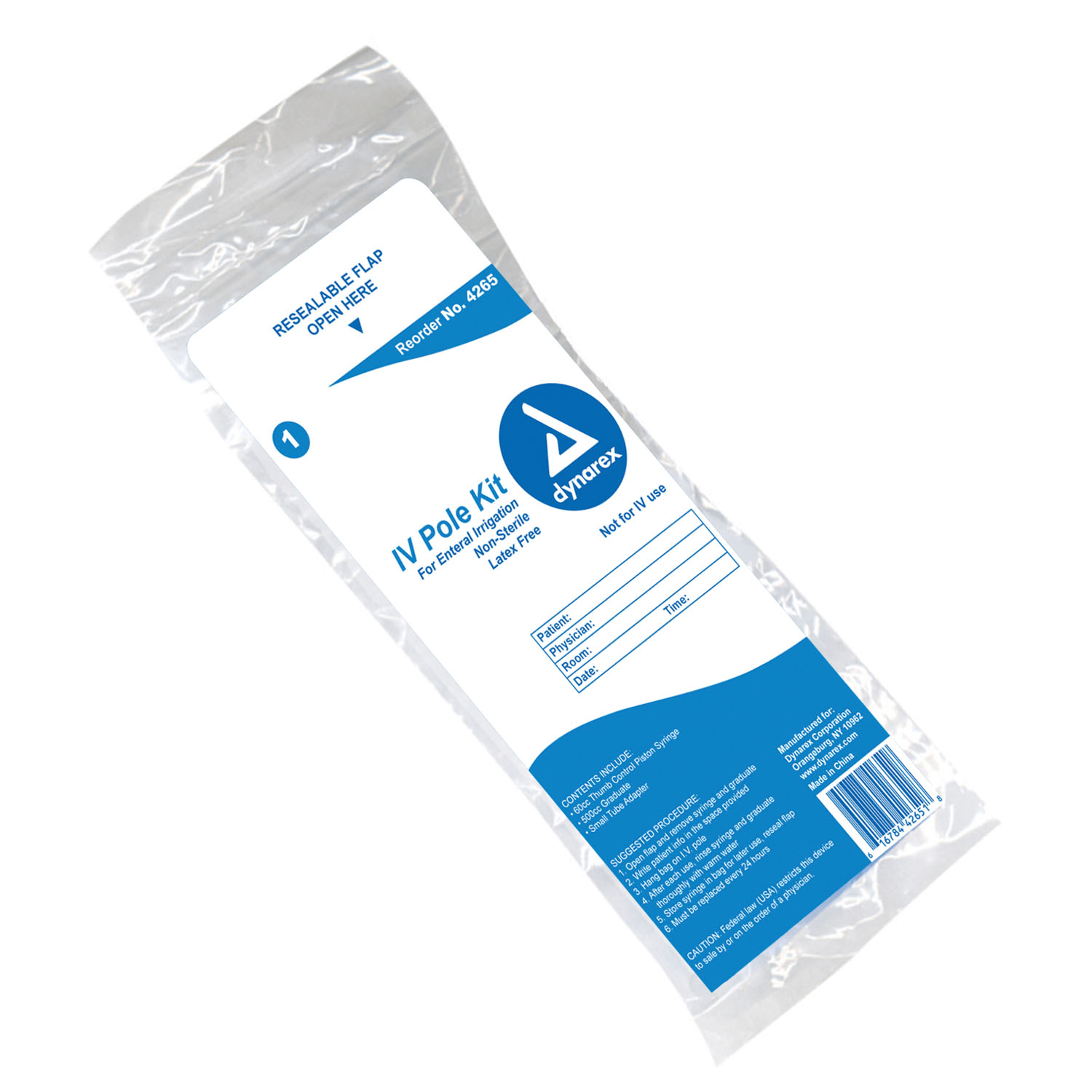 DYNAREX IV POLE KIT IV Pole Kit, Enteral Feeding Syringe, Graduated Container, 60cc, Non-Sterile, 30/cs (Products cannot be sold on Amazon.com or any other 3rd party site) Dynarex Corporation 4265