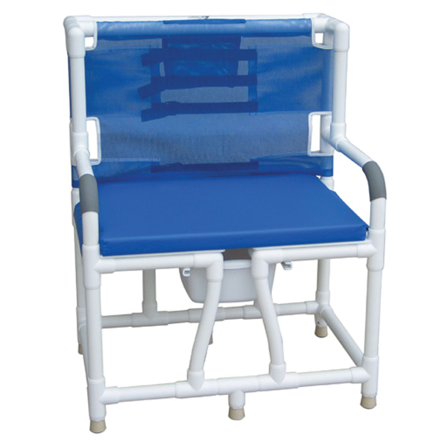MJM BEDSIDE SHOWER/COMMODE CHAIRS & HOME CARE ITEMS Bariatric Bedside Commode, Full Support Mesh Back, 10 Qt Commode Pail & Bariatric Cushion Seat, 700 lbs Weight Capacity MJM International Corp. 130-C10-BCS