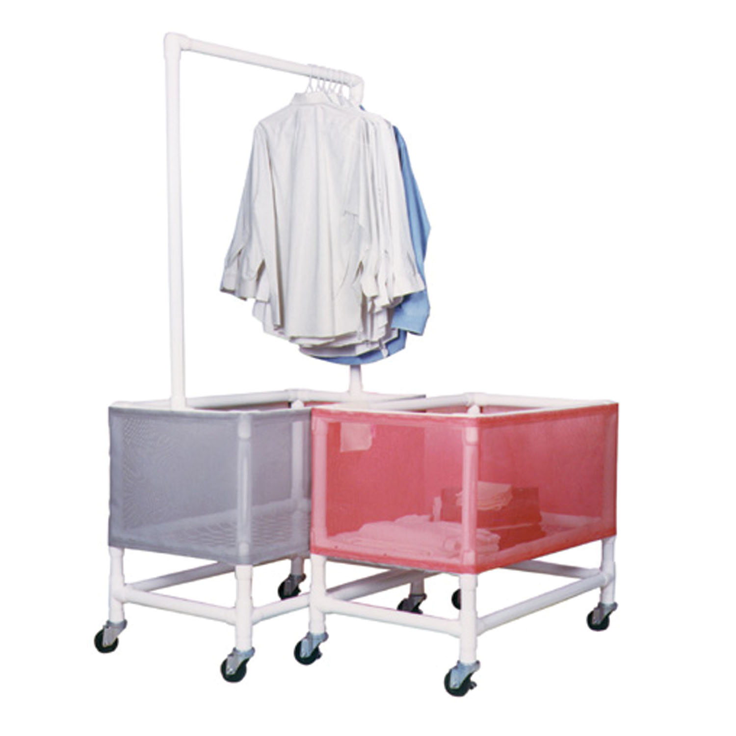MJM LINEN HAMPER "200" SERIES & LINER BAGS Laundry Basket, Large Capacity 4½ Bushels, Double Pole Rack, 3" x 1¼" Heavy Duty Casters, Threaded Stem MJM International Corp. 241D-R