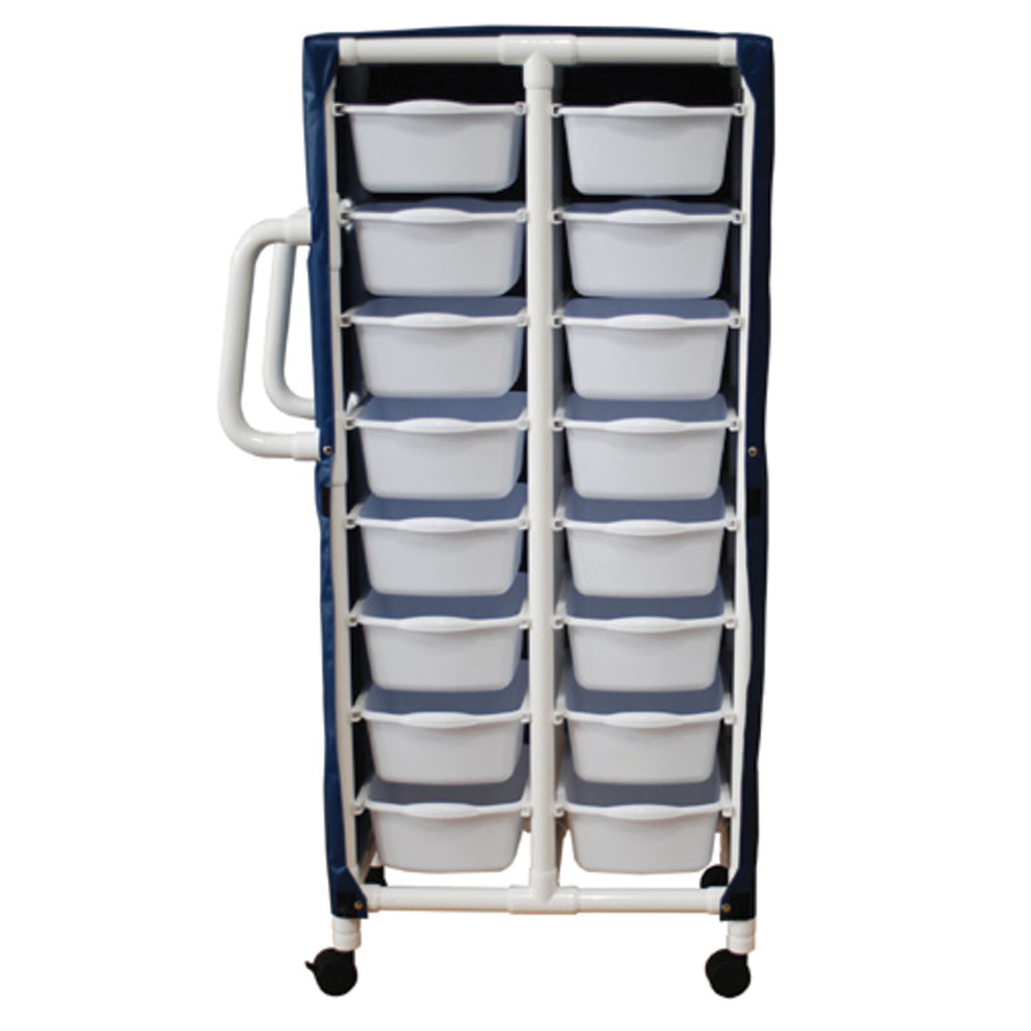 MJM SERIES "300" SPECIALTY/HANDY CARTS Specialty Cart, 16 Pull Out Tubs & Mesh or Solid Vinyl Cover MJM International Corp. 360-16-T
