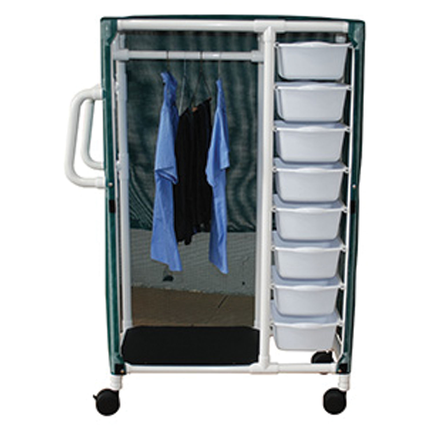 MJM SERIES "300" COMBO CARTS WITH MESH OR SOLID VINYL COVER Specialty Cart, 8 Pull Out Tubs, Hanging Space, Mesh or Solid Vinyl Cover MJM International Corp. 390-8