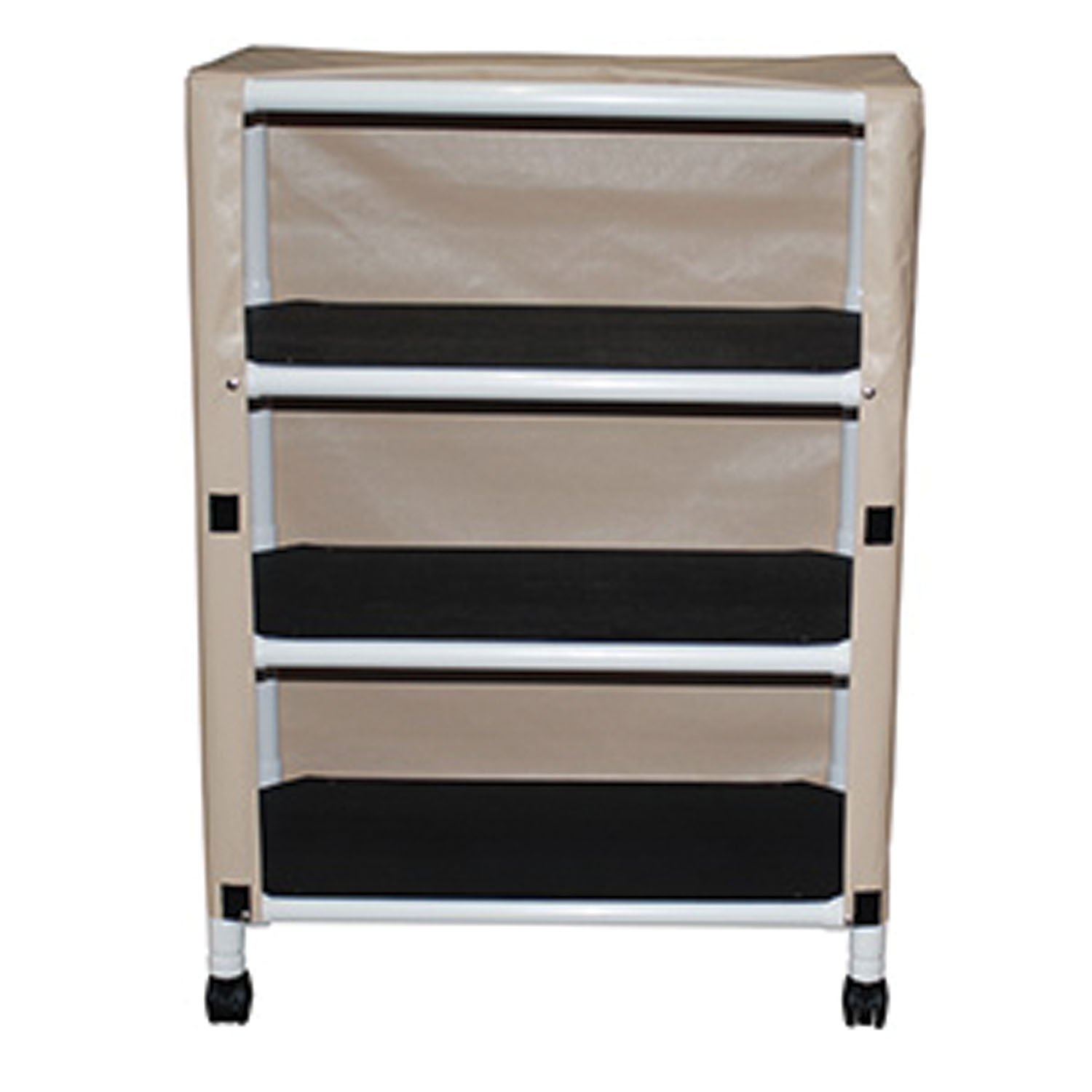 MJM ECHO LINE HAMPERS Echo 3-Shelf Utility/ Linen Cart, Mesh or Solid Vinyl Cover, Shelf size 20" x 32", 50 lbs per Shelf MJM International Corp. E332-3C