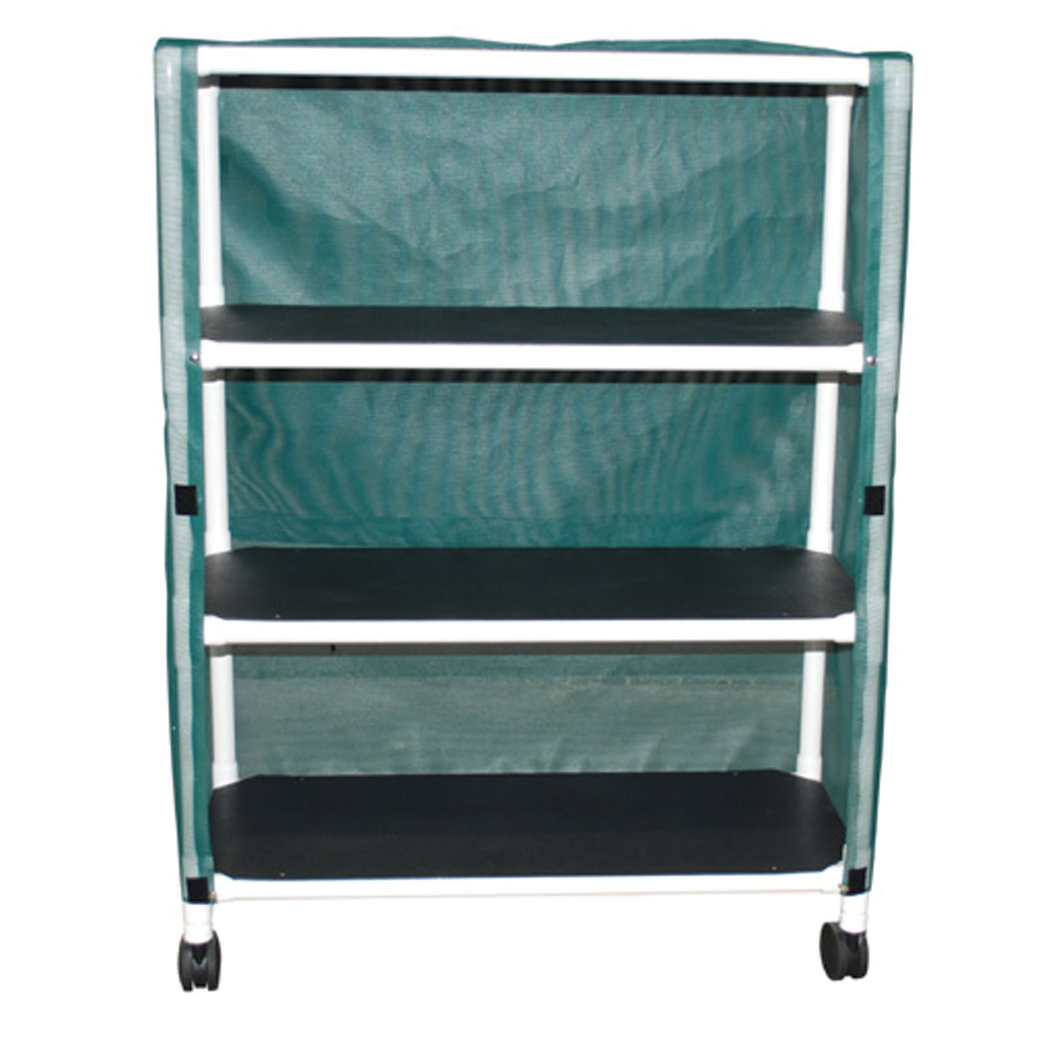 MJM ECHO LINE HAMPERS Echo 3-Shelf Linen Cart, Mesh or Solid Vinyl Cover, Shelf size 20" x 45", 75 lbs per Shelf MJM International Corp. E345-3C