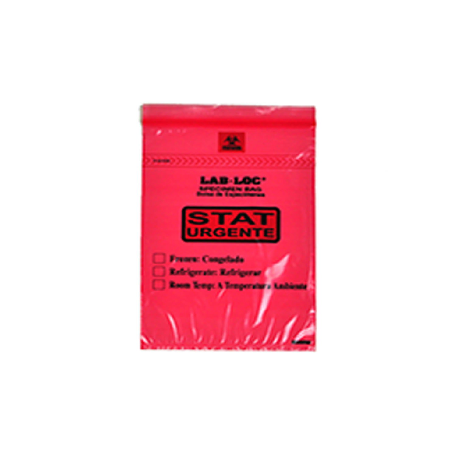 ELKAY LAB LOC® SPECIMEN BAGS Specimen Bag, Seal-N-Rip, Removable Biohazard Symbol, Zipper Closure, 3-Wall, Red Tint Printed "STAT", 1.75 mil, 6" x 9", 100 bg/pk, 10 pk/cs LK Packaging LABZ69RST