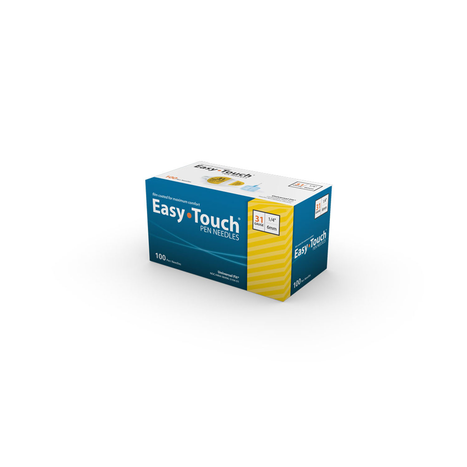 MHC MEDICAL EASYTOUCH® PEN NEEDLES Insulin Pen Needles, 31 Gauge, 1/4" Needle, 100/bx MHC Medical Products, LLC 831041