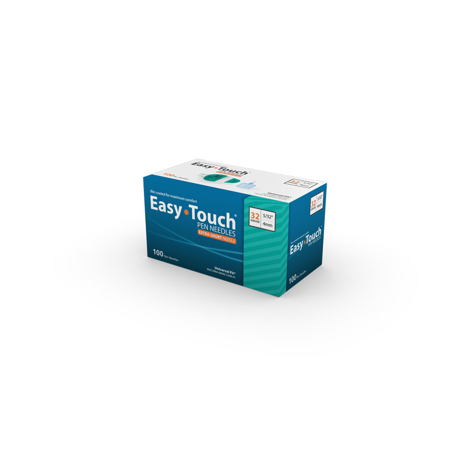 MHC MEDICAL EASYTOUCH® PEN NEEDLES Insulin Pen Needles, 32 Gauge, 5/32" (4mm) Needle, 100/bx MHC Medical Products, LLC 832081