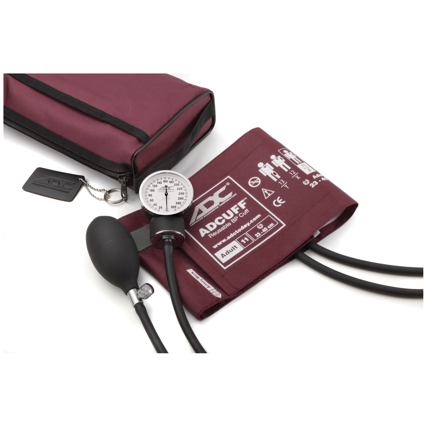 ADC PRO'S COMBO II ANEROID Adult Aneroid, Burgundy, Latex Free (LF) American Diagnostic Corporation 768-11ABD