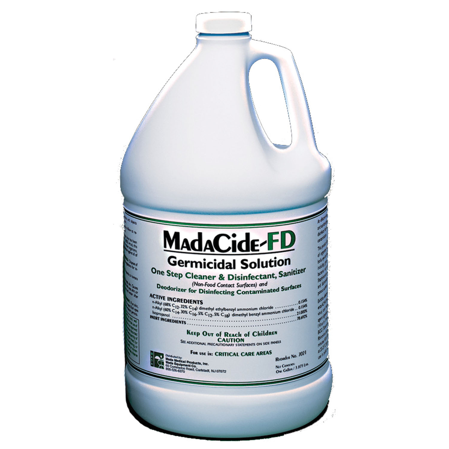 MADA DISINFECTANT/CLEANERS MadaCide-FD Disinfectant/ Cleaner, 1 Gallon Bottle, 4/cs MADA Medical Products, Inc. 7021