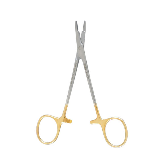 MILTEX OLSEN-HEGAR NEEDLE HOLDER-SCISSORS Olsen-Hegar Needle Holder, 4¾", Serrated, Extra Delicate, Carb-N-Sert T.C. Jaws Integra Miltex 8-14TC