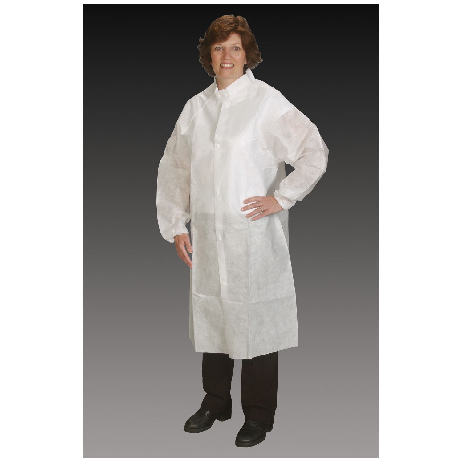 ALPHA PROTECH NUTECH™ FROCKS Frock Lab Coat, 2X-Large/ 3X-Large, White, Elastic Wrist, Snap Collar, Snap Close, 25/cs Alpha ProTech, Inc. FK-62121-6
