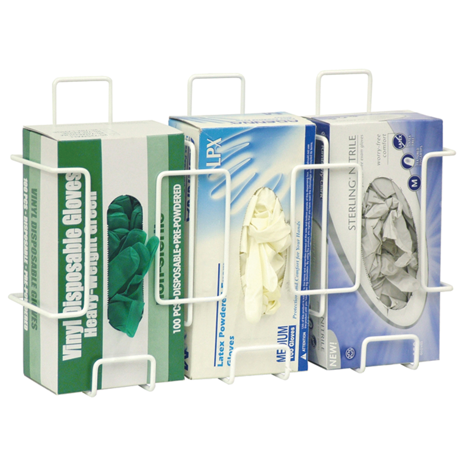 OMNIMED BEAM® ECONOMY WIRE GLOVE BOX HOLDERS Deluxe Triple Wire Glove Box Holder, 11 1/8"H x 17"W x 4½"D Omnimed, Inc. 305380-1