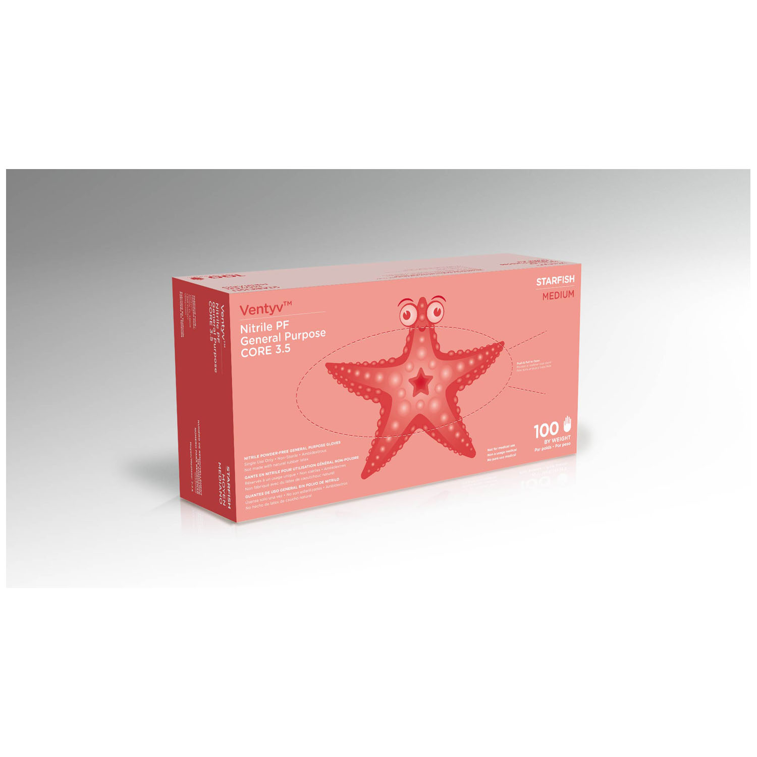VENTYV CORE 3.5 NITRILE GENERAL PURPOSE GLOVES (STARFISH) Glove, General Purpose, Nitrile, Poly Coated, Textured, Powder-Free (PF), Medium, Lavender Blue, 100/bx, 10 bx/cs (Continental US Only) (Not for use in Healthcare) Ventyv 10420102