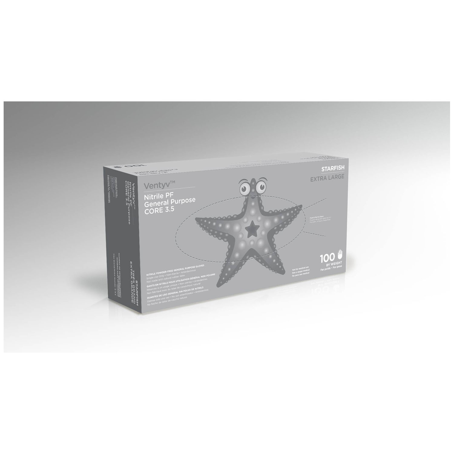 VENTYV CORE 3.5 NITRILE GENERAL PURPOSE GLOVES (STARFISH) Glove, General Purpose, Nitrile, Poly Coated, Textured, Powder-Free (PF), X-Large, Lavender Blue, 100/bx, 10 bx/cs (Continental US Only) (Not for use in Healthcare) Ventyv 10422102