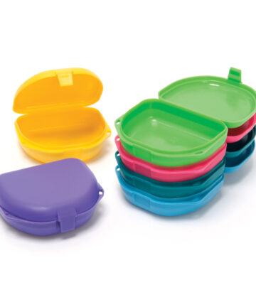 QUALA RETAINER BOXES Retainer Box, 1" Deep, Assorted Colors (2 ea): Teal, Neon Purple, Neon Blue, Neon Green, 12/bg Quala Q9015