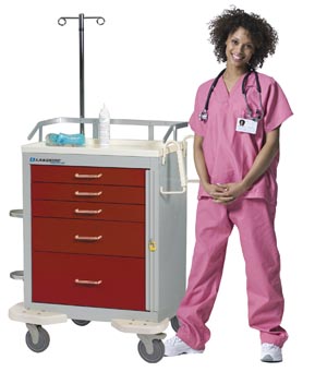 LAKESIDE CLASSIC CARTS Cart, 5 Drawer, Drawer Configuration: (3) 3", (1) 6", (1) 9", Breakaway Lock, 39¾"H x 25"D x 32"W, Two Tone Red (DROP SHIP ONLY) Lakeside Manufacturing, Inc. C-524-B-2R