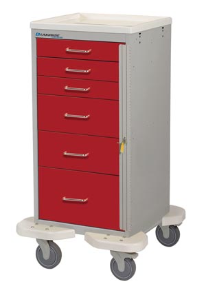 LAKESIDE MINI TOWERS Mini Tower, 6 Drawer, Drawer Configuration: (3) 3", (2) 6", (1) 9", Breakaway Lock, 43¾"H x 24¾"D x 24½"W, Two Tone Red (DROP SHIP ONLY) Lakeside Manufacturing, Inc. ST-630-B-2R
